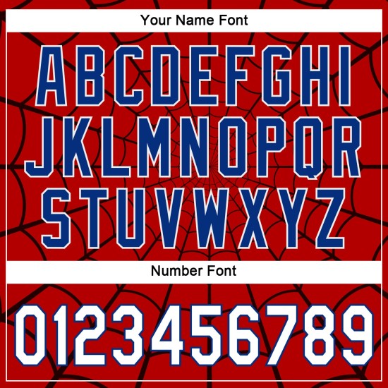 Benutzerdefinierte rot weiß-königsblau 3D Muster Design Spinnennetz authentische Baseball Jersey