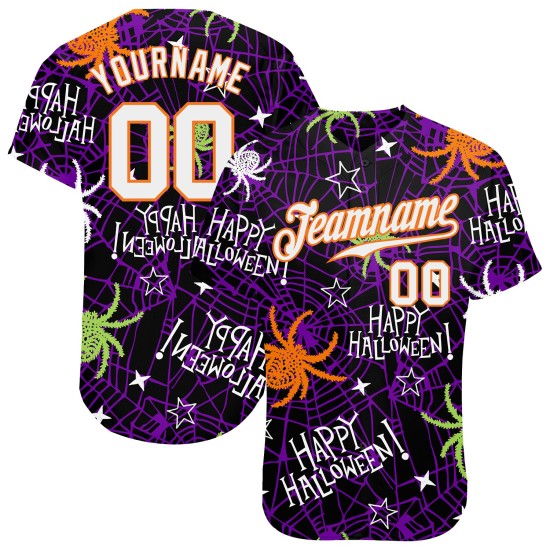 3D Jersey Authentische Baseball Happy Halloween Spinnen Muster Custom