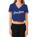 V-Ausschnitt Jersey Baseball Damen Royal Weiß-Rot Cropped Custom
