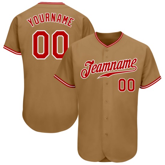 Gold Authentic Old Jersey Baseball Custom Rot-Weiß