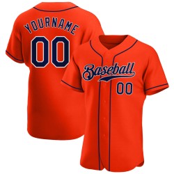 Benutzerdefiniertes authentisches orange-marineblau-weißes Baseballtrikot