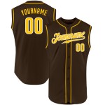 Benutzerdefiniertes ärmelloses Trikot Authentic Braun Gold-Weiß Baseball